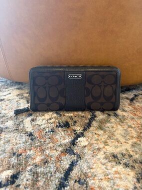 Coach Black Signature Zip Wallet